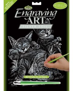 Royal & Langnickel SILF11Silver Foil Tabby Cat & KittensEngraving Art A4