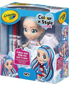 CRAYOLA Colour 'N' Style Friends Dolls - Skye Creative Colouring Set With Washable Markers